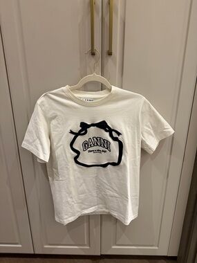 Ganni White Logo Graphic Tee